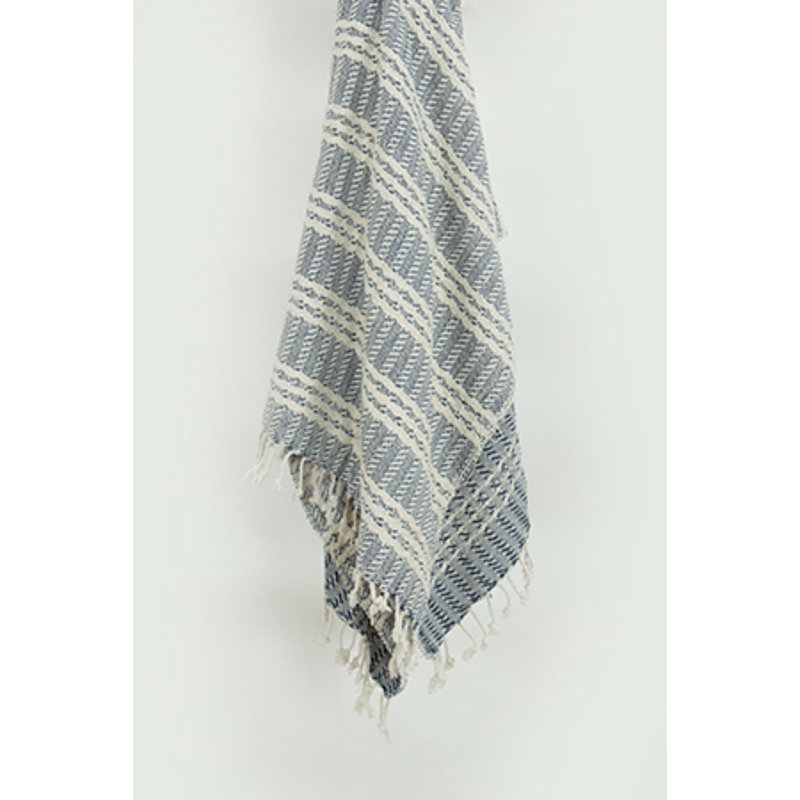 Jeté 100% coton tissé bleu