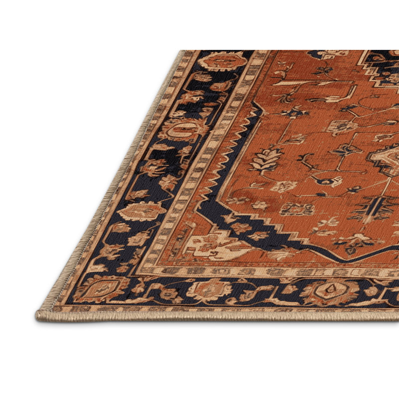 Machine Washable Persian Brown Area Rug, Rectangle 3' x 5'