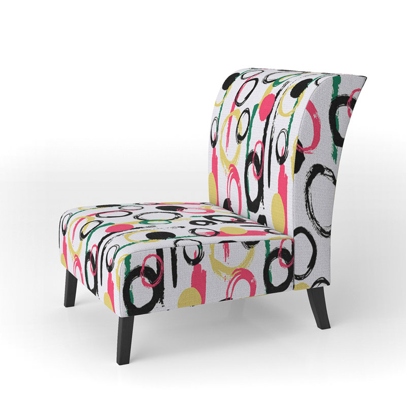 Fauteuil de chambre moderne rembourré en velours Brechta Vibrant Curve Design II, Rose / Jaune / Noir