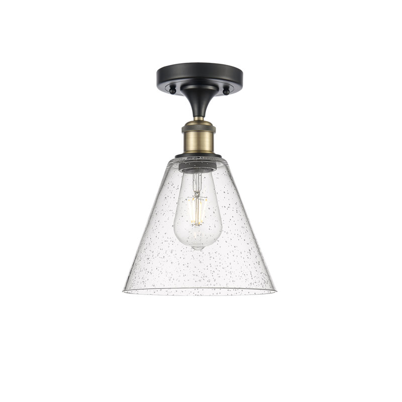 Plafonnier semi-encastré 1 lumière Amabl, Noir / laiton antique, H 11,75 po x l 8 po x P 8 po, Ampoule non incluse