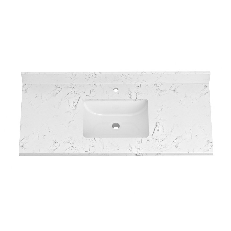 Plan de toilette simple en pierre reconstituée de 124 cm (49 po) avec lavabo