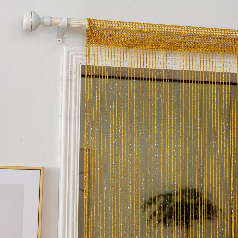 3pc 39 X 78 Inch Door String Curtain Wall Panel Fringe Window Decorative String Curtain, Gold