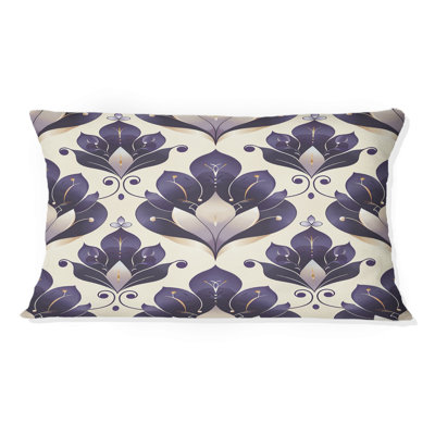 Coussin lombaire mauve beige damassé Elegance IV
