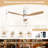 52" 3-Solid Wood Blade Smart Modern Flush Mount Ceiling Fan with Light, Remote, APP, Voice（White&Beige）-447404672