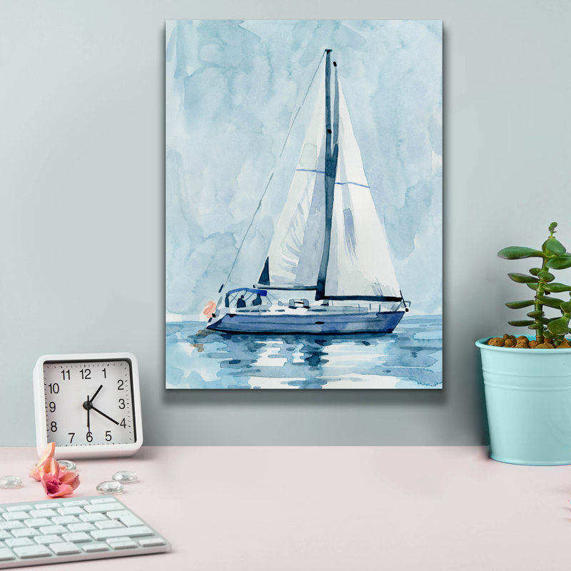  «Lone Sailboat 2» par Emma Caroline, art mural sur toile, 12 po x 16 po