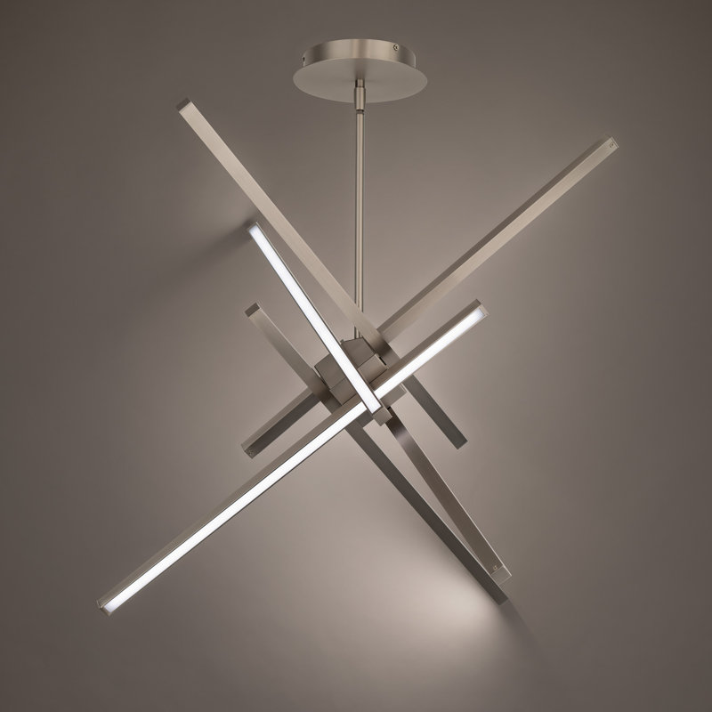 5- Light Sputnik Sphere LED Chandelier, 29", Brushed Nickel
