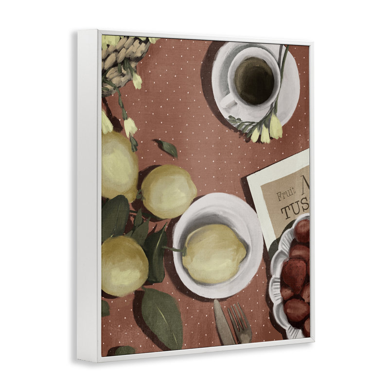 Giclée encadrée de café italien et de fruits, design par Anna Lischenko, H 14 po x l 11 po
