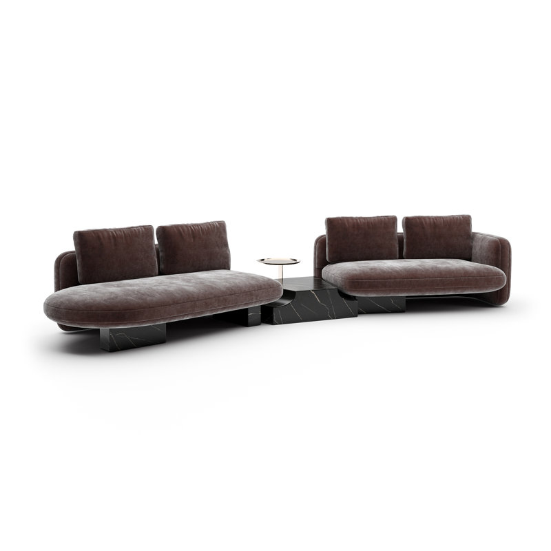 *Overlap Left Bumper Sectional Dk Taupe, Brown Polyester Blend