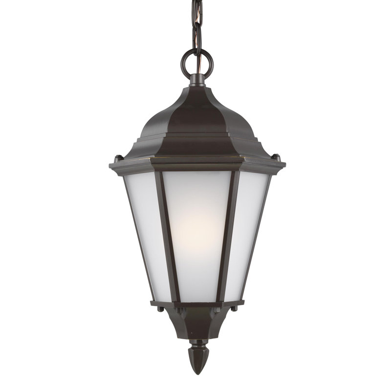 Bakersville One Light Outdoor Pendant from Generation Lighting , Black, No, Frosted Shade