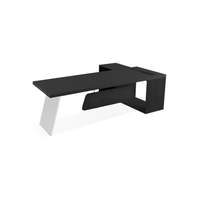 Black Rectangular Solid Wood+Acrylic+Iron Executive desk