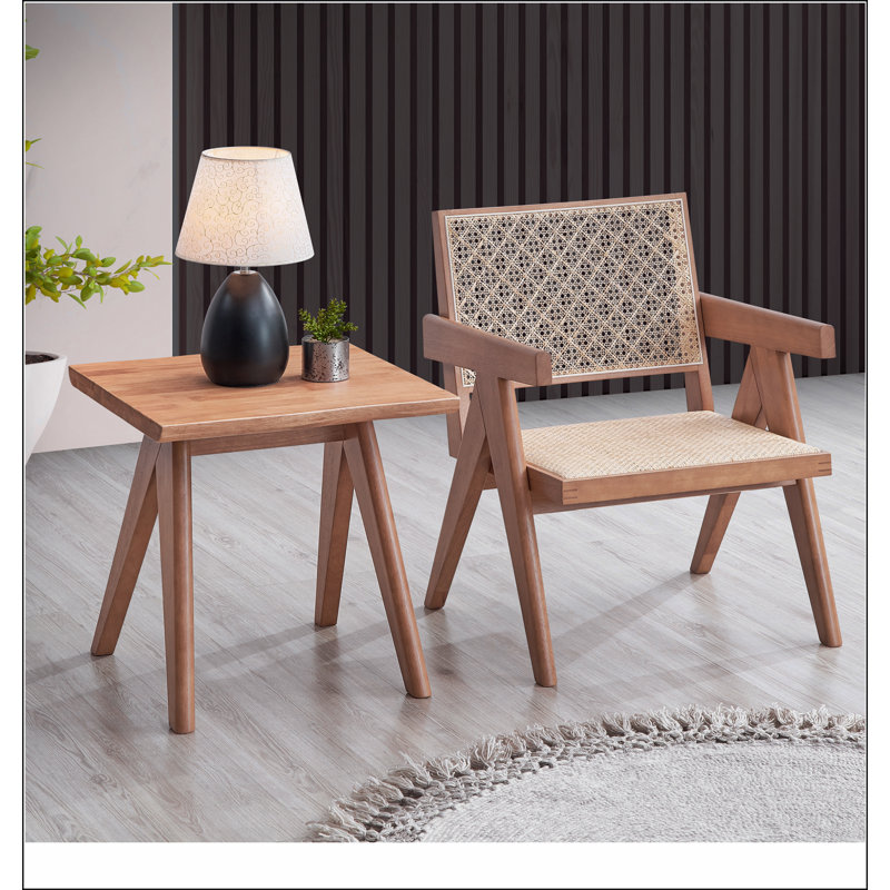 Fauteuil d'appoint beige et naturel