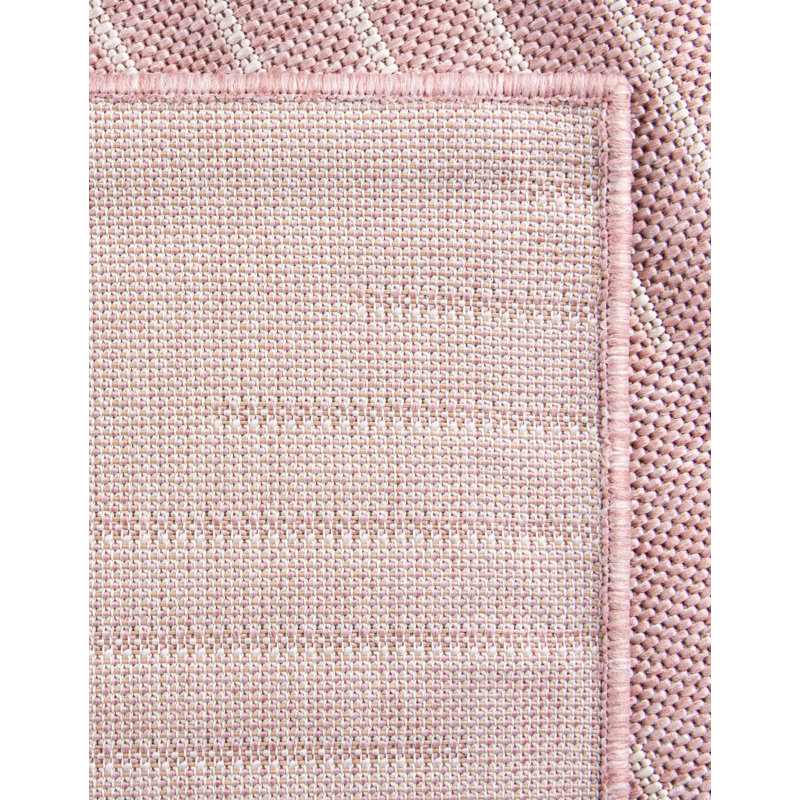 Tapis intérieur / extérieur rayé en polypropylène tissé à la machine en rouge clair, Rectangulaire 2 pi x 3 pi