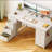 Modern White Vanity Desk With 8 Fabric Drawers, Multifunctional Makeup & Writing Table For Bedroom