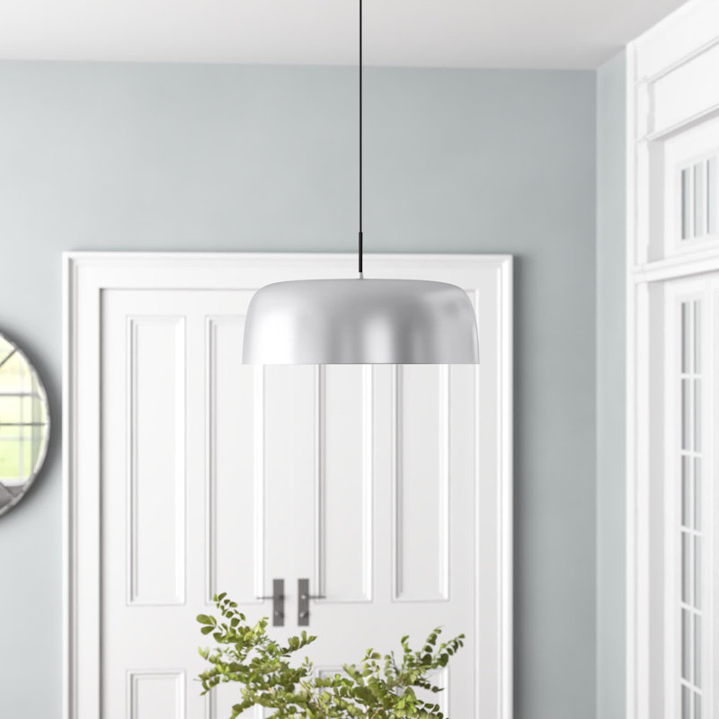Luminaire suspendu en forme de dôme à 1 lumière Brisbin, Nickel brossé