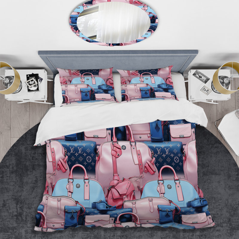 Ensemble de housse de couette rose Popart Chic, Housse de couette pour très grand lit et 2 très