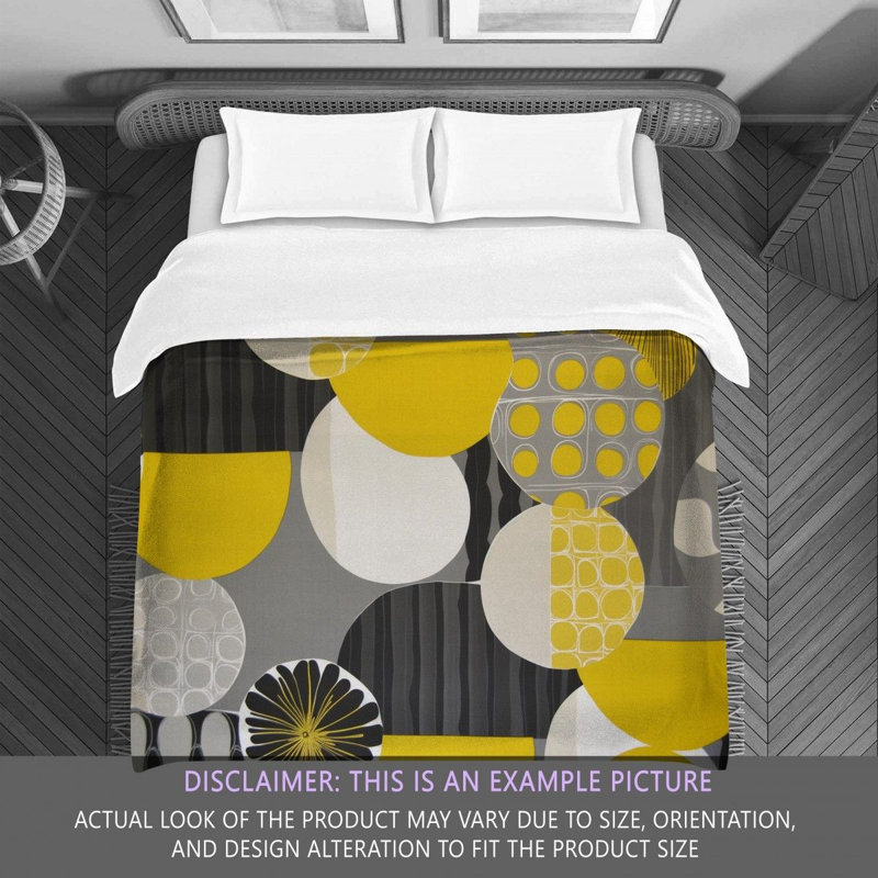 Funky Bedding, Gray/Yellow Abstract, Twin Extra Long Comforter