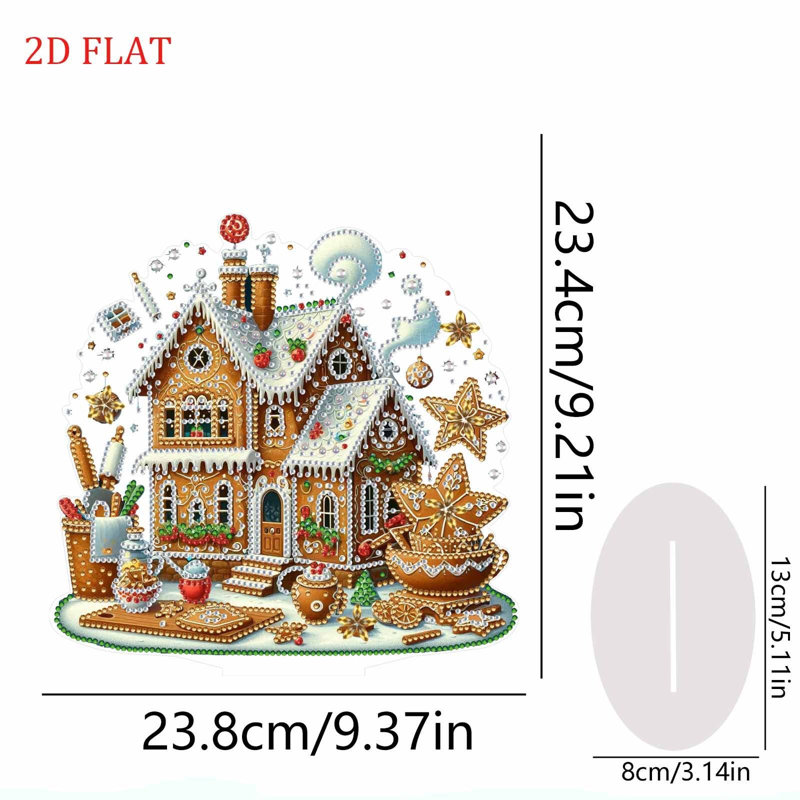 Gingerbread Factory Christmas House Art Kit, 2D DIY Festive Diamond Painting Art Kit, Unique Table Top Decoration Kit, Housewarming Gift