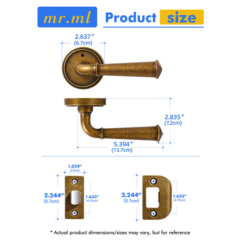 Poignée de porte MRML en laiton antique rétro, poignée de porte intérieure pour salle de bain rétro, levier en alliage d'aluminium