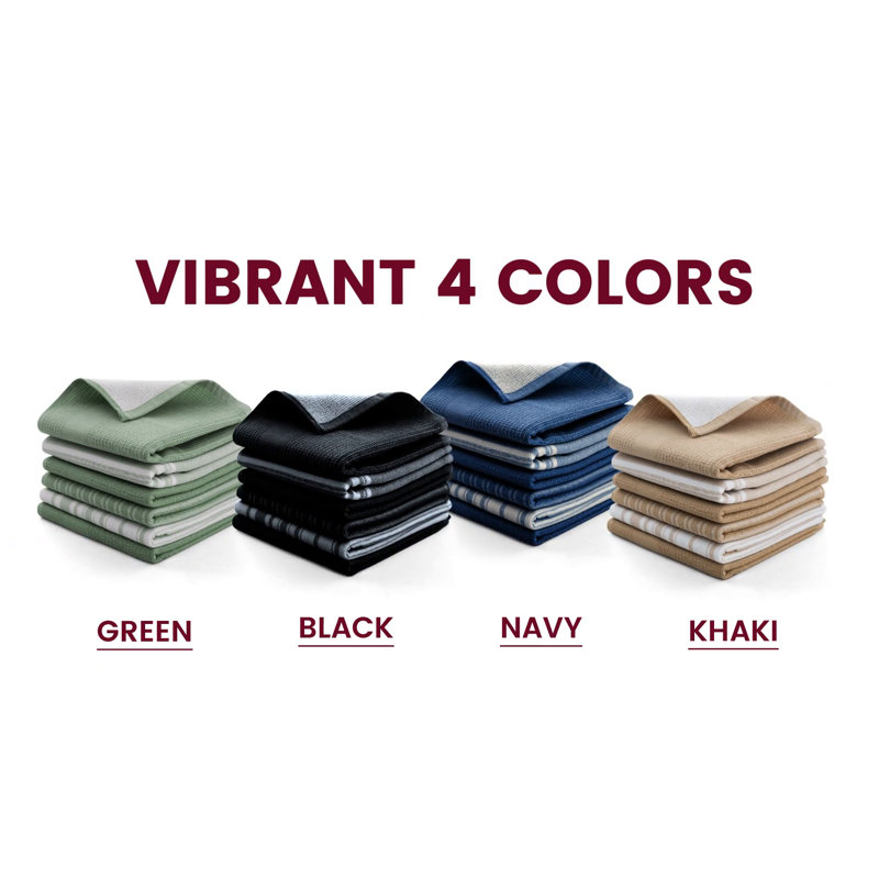 Green Cotton Terry Waffle Kitchen Towel Set of 6
