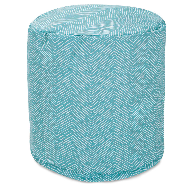 Petit repose-pieds d'extérieur avec coussin Glassell, Chevrons bleu sarcelle