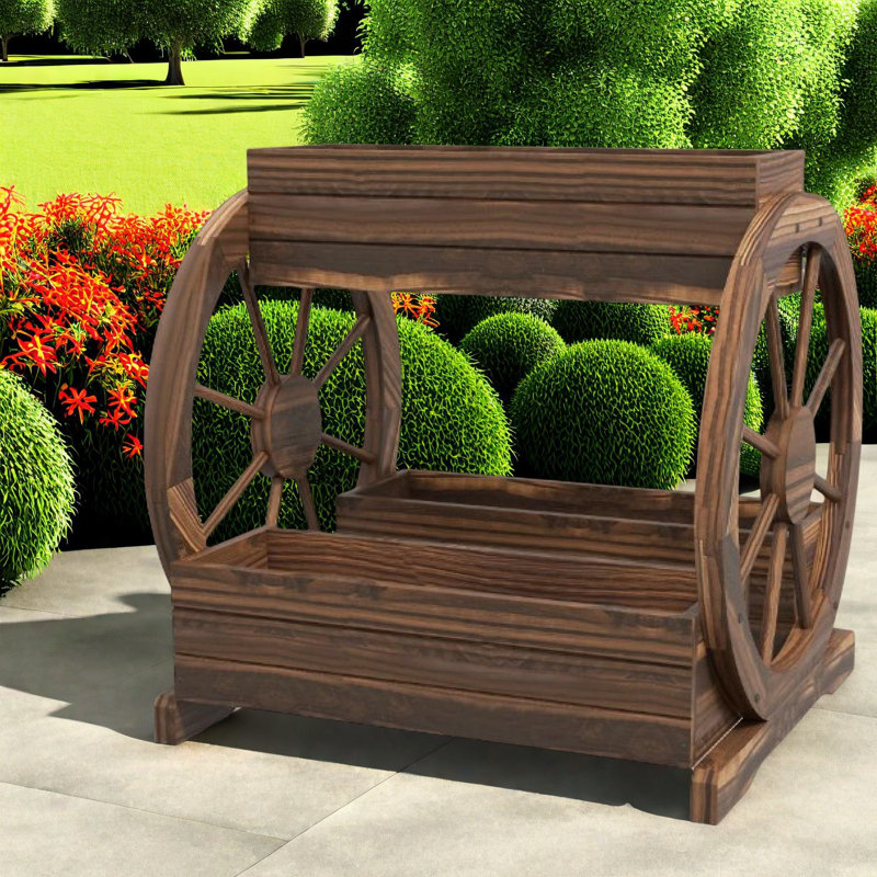 Jardinières rustiques en bois avec design de wagon pour les jardins
