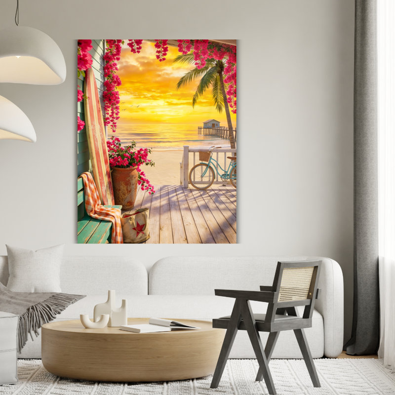 Art mural en verre trempé Sunset, H 40 po x l 30 po