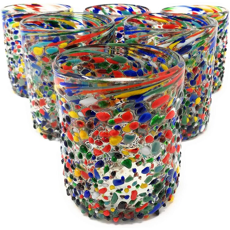 Orren Ellis Godines Mexican Hand Blown 16 oz. Confetti Rock Margarita  Glasses & Reviews