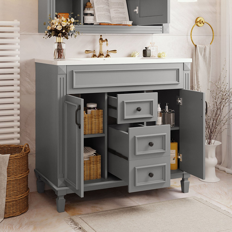 Syreen 35.9'' Single Bathroom Vanity with Top, Gray