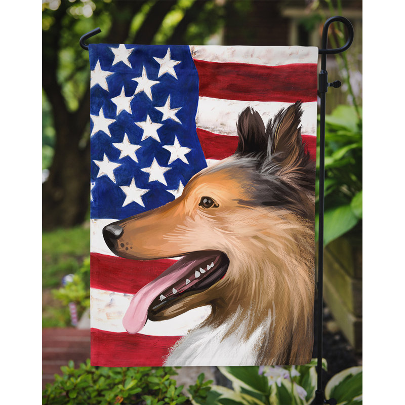 Polyester à 2 côtés 15 x 11 po drapeau de jardin, Collie à poil court
