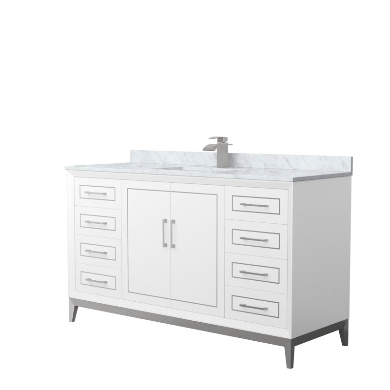 Ensemble de meuble-lavabo simple 60 po Marlena, Gris, Blanc
