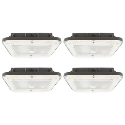 Luxrite Slim LED Garage Canopy Light, 3CCT, Selectable 60/80/100W, Up to 12000LM, 155° Beam, IP65 Waterproof, 120-277V, Dimmable, UL Listed DLC 4 Pack