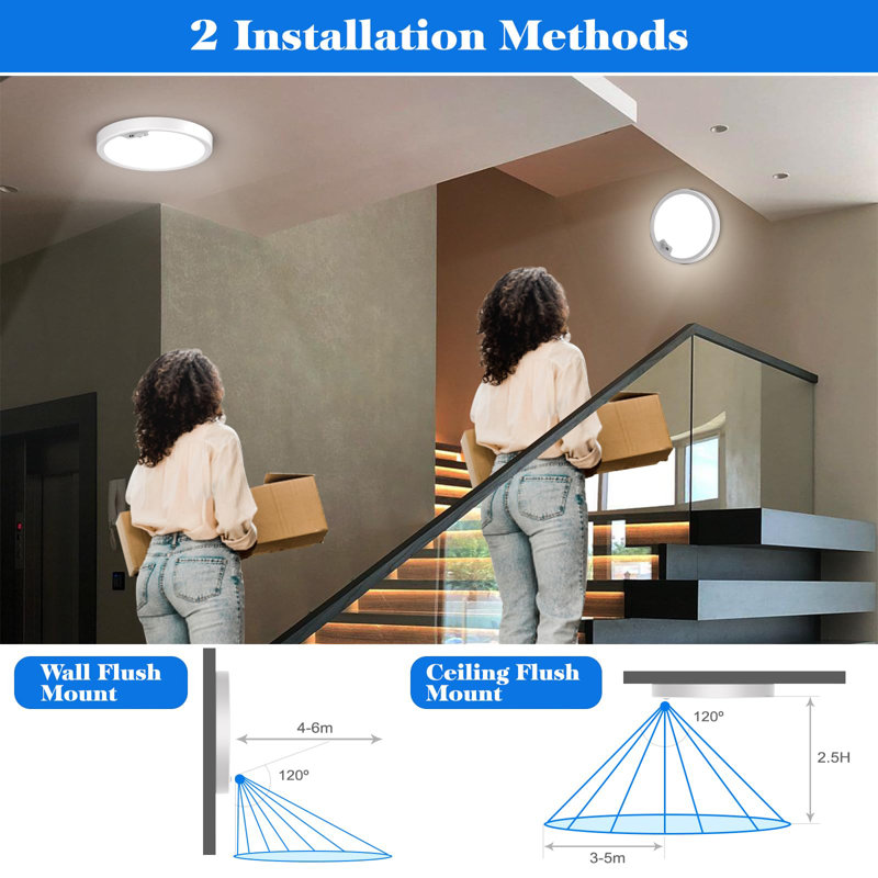 LED Motion Sensor Ceiling Light 18W/1600LM, Dimmable 3000K-6000K