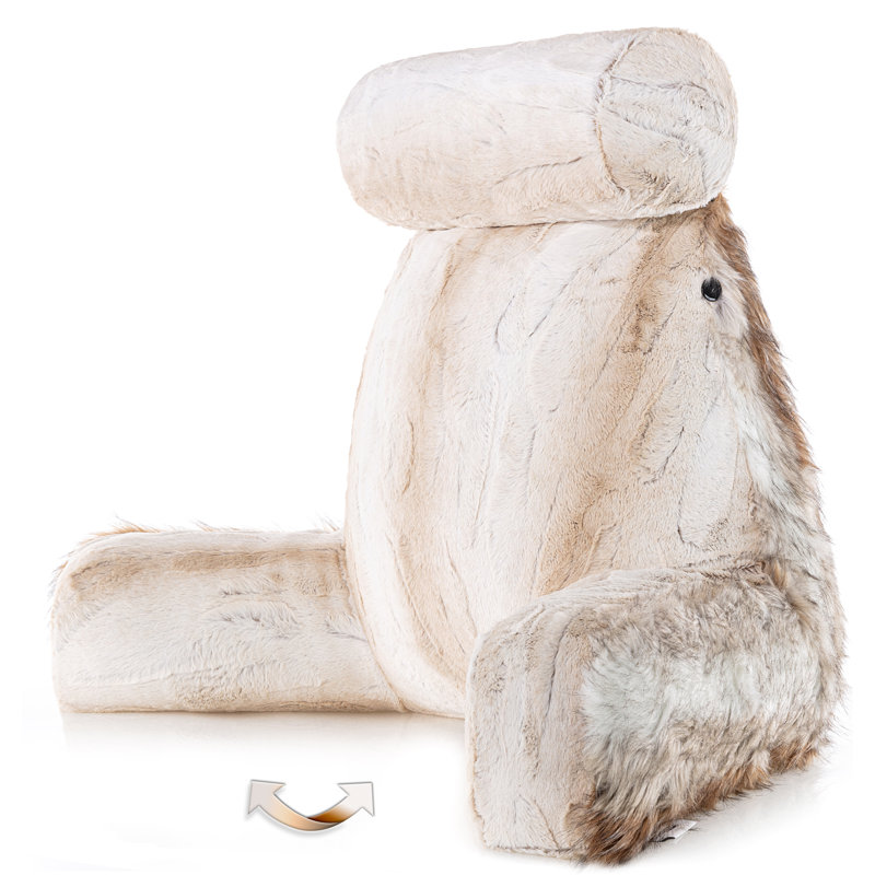 Coussin de dossier en fausse fourrure, Coyote, 32 po x 16 po