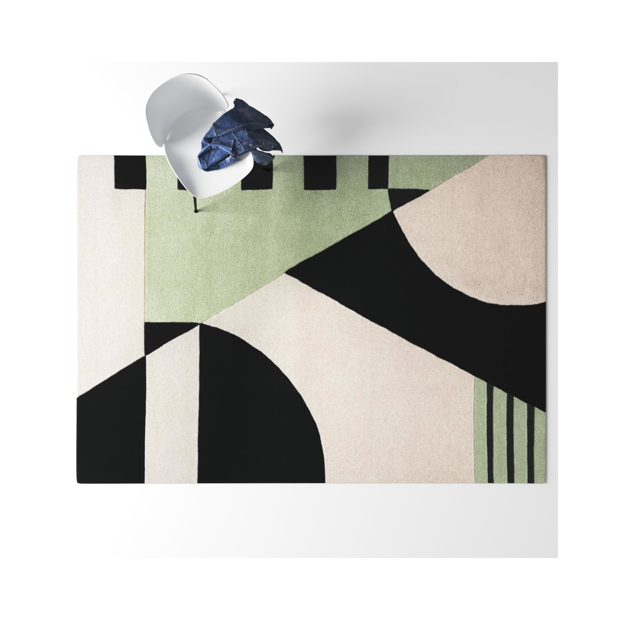Hina Rd863 Area Rug In Black / Green, Rectangle 6' x 9'