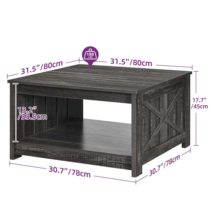 Vesely Farm House 4 Legs Coffee Table with Storage, Gray