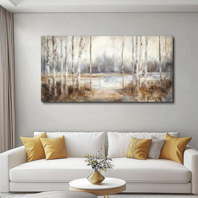 Grand art mural pour salon, toile décorative pour chambre à coucher, champ, paysage, aquarelle, peinture murale, décorations de bureau tendues et encadrées, œuvre d'art prête à accrocher