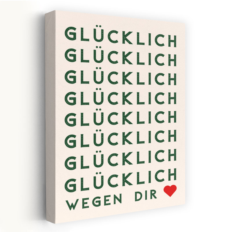 «Gla & Frac14; Cklich Wegen Dir Heart», impression d'art moderne romantique minimaliste, 48" H x 32" W