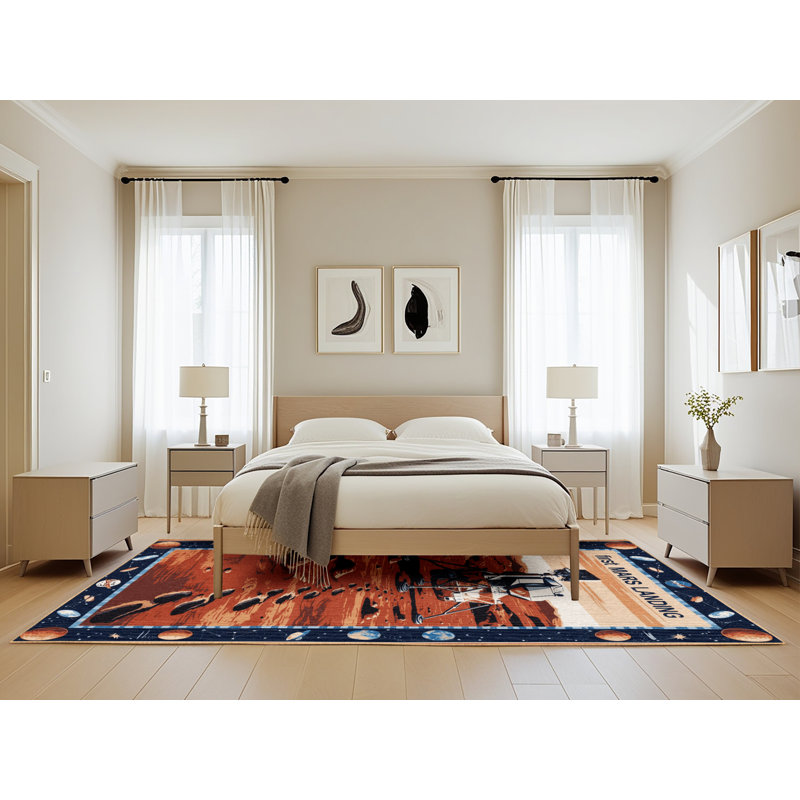 Machine Washable Space Brown Area Rug, Rectangle 5' x 8'