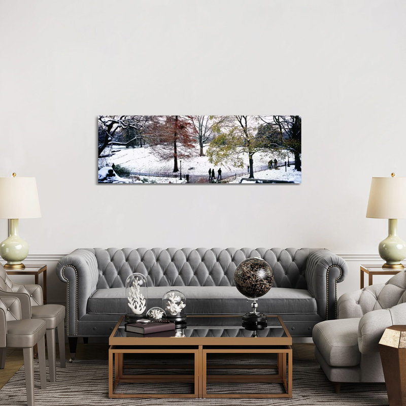 High Angle View Of A Group Of People In A Park, Central Park - Wrapped Canvas Panoramic Print