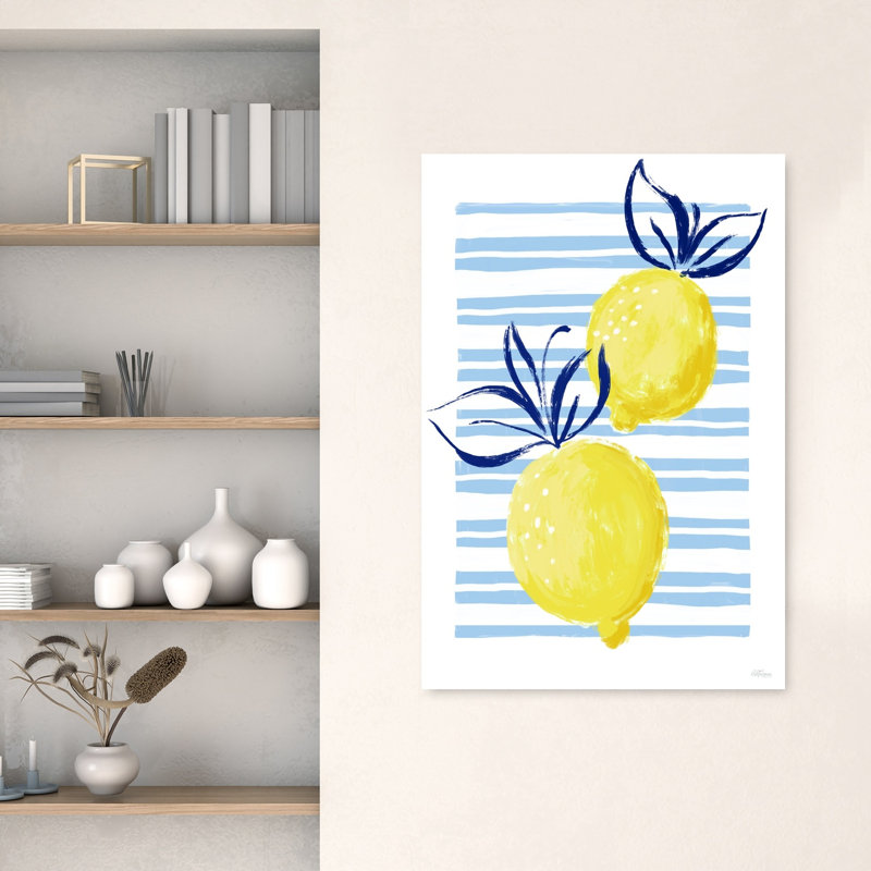 «Stripes and Sunshine II Contemporary Abstract Fruit Landscape», reproduction d'art murale, H 48 po x l 32 po