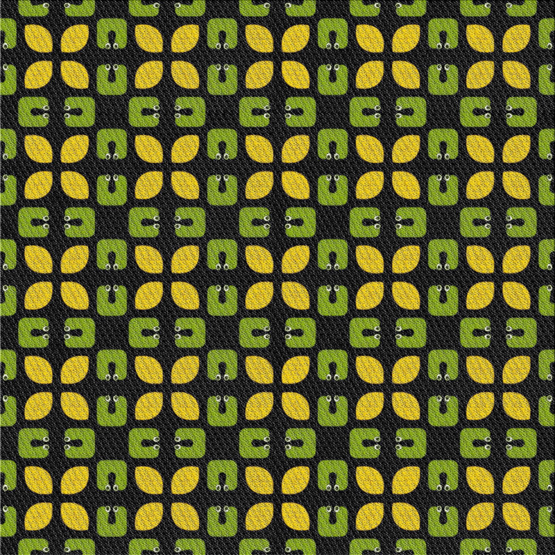 Tapis vert/jaune à motifs Lamphear, Carré 8 pi