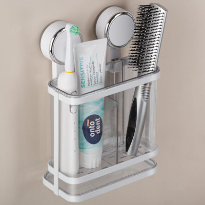 Porte-brosses à dents à fixation murale pour salle de bain, porte-brosse à dents à ventouse électrique et porte-rasoir, transparent, blanc