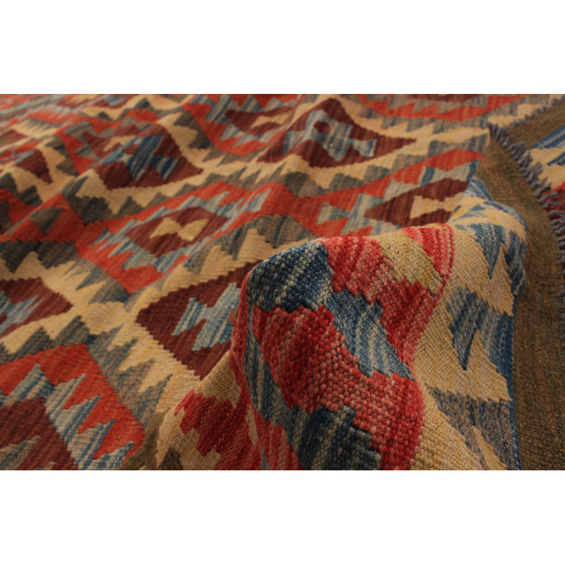 Tapis rouge/brun 10 pi 8 po x 9 pi 10 po handwoven à tissage plat Neligh