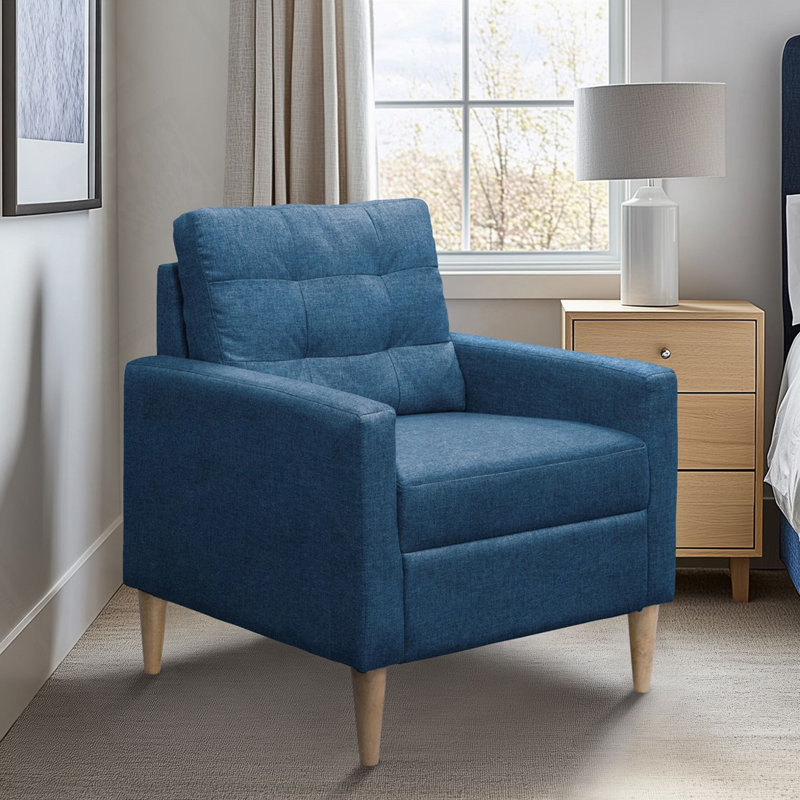 Fauteuil d'appoint rembourré, Polyester bleu