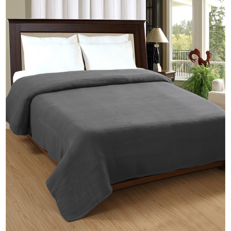 Couverture luxueuse en coton peigné, Simple, Anthracite