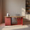 Simple bureau en bois massif et armoire en cuir