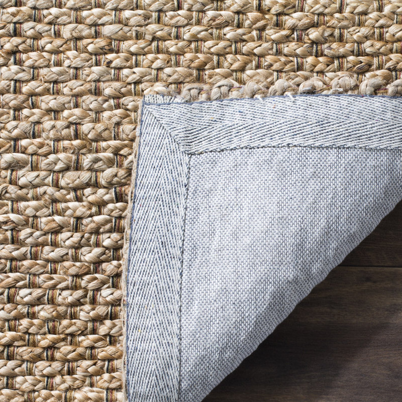 Jameson Natural Fiber Hand Woven Jute And Cotton With Latex Solid Color Rug, Rectangle 5' x 8'