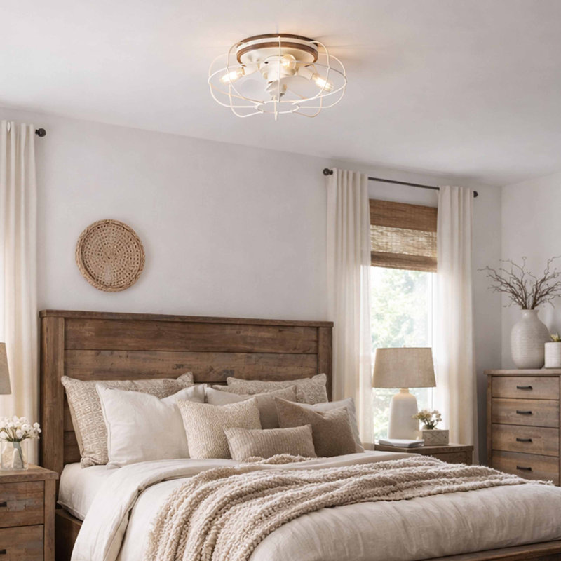 22" Evaro 3 - Blade Caged Ceiling Fan with Light Kit Included, White