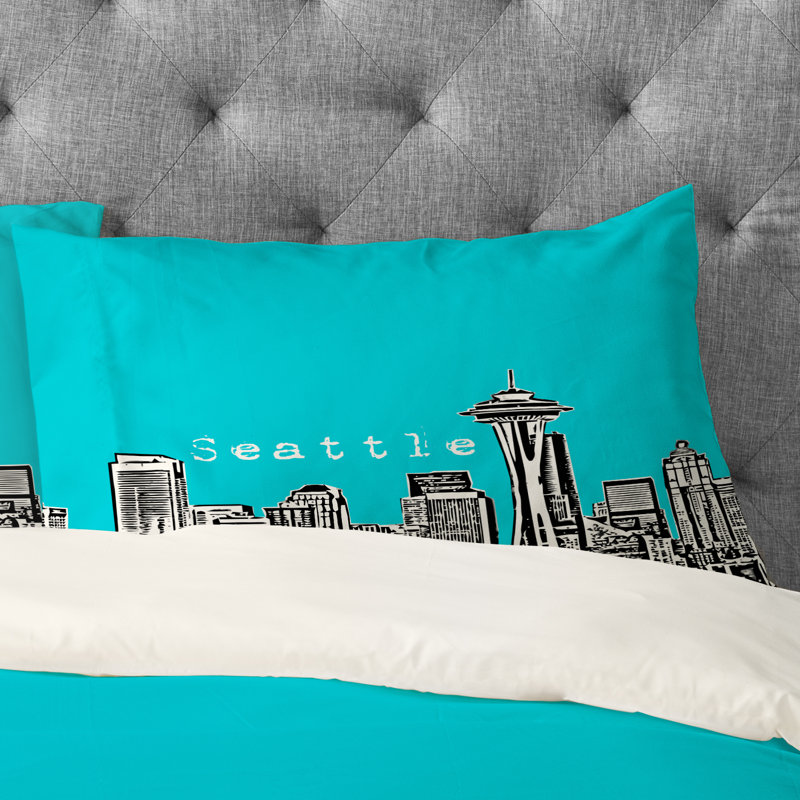 Taie d’oreiller seattle Bird Ave, Bleu sarcelle, Standard