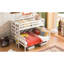 Lit simple superposé au-dessus de grand lit blanc avec cadre en bois durable pour chambre à coucher au-dessus du lit, amovible